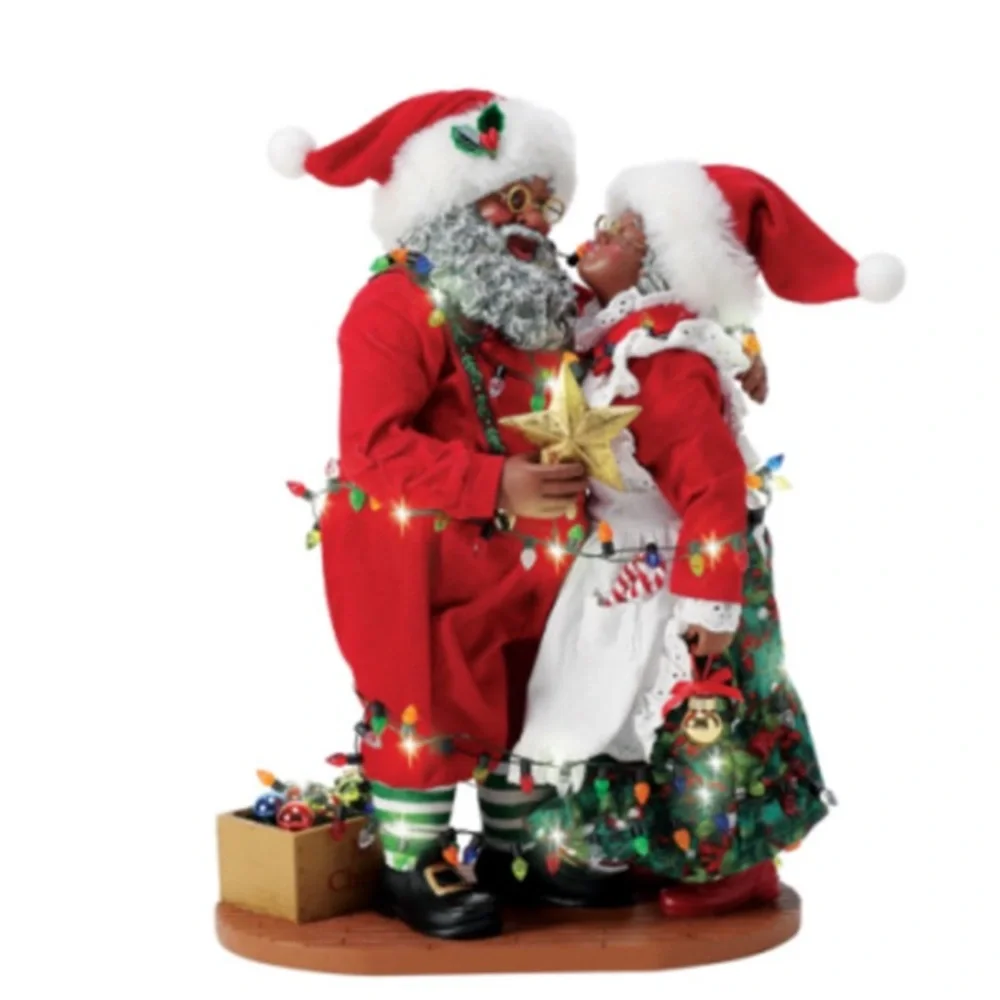 Department 56 Black Santa and Mrs. Claus with Festive Lights. Brand New in Box - Picture 1 of 1